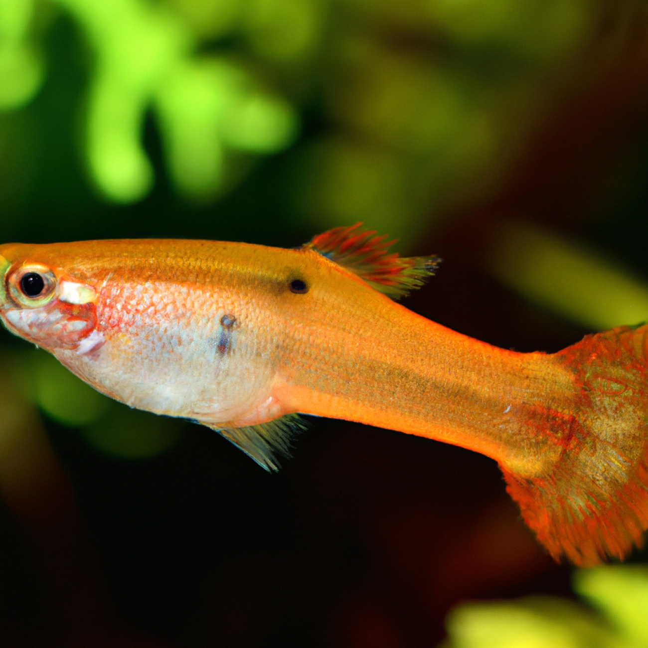- Krásný a pestrobarevný rybka Platka Sunset Xiphophorus maculatus Sunset
